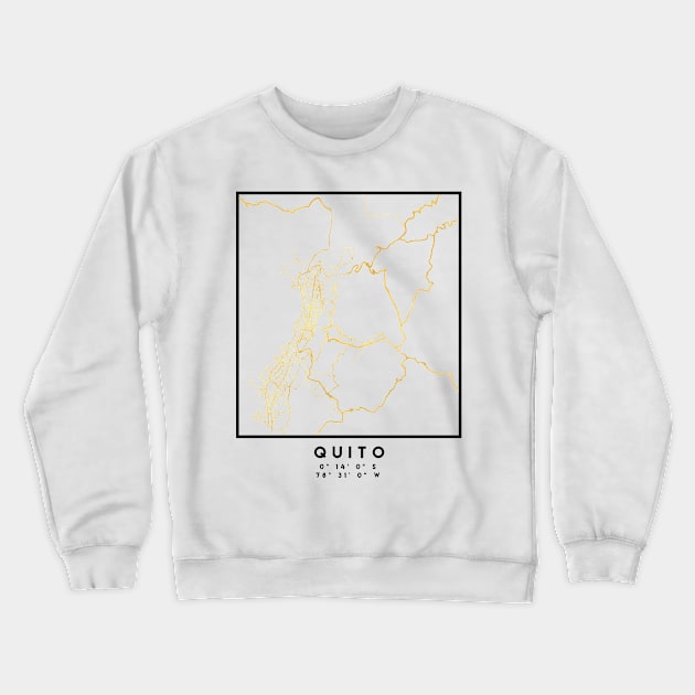 QUITO ECUADOR CITY STREET MAP ART Crewneck Sweatshirt by deificusArt